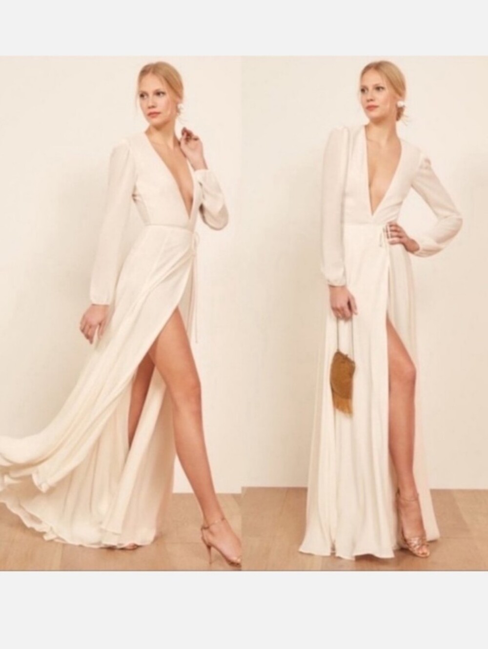 Reformation Milan Wrap Wedding Bridal Dress in Ivory Size XS
